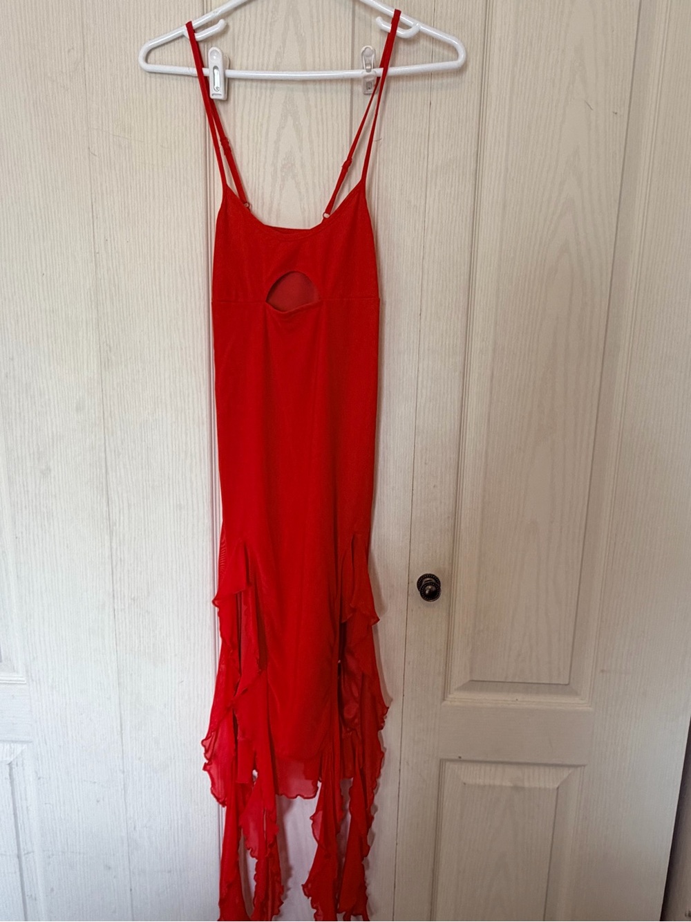 SHEIN Red High-Low Cutout Slip Dress